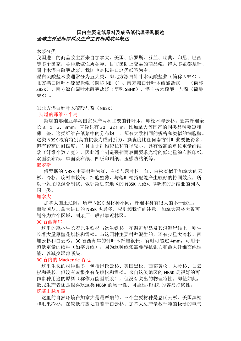 造纸原材料概述